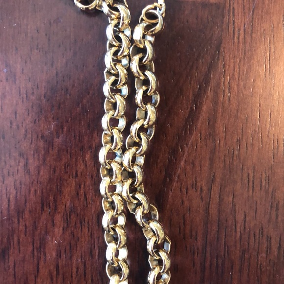 Vintage Gold Tone Round Chain Link Beaded Necklace - Picture 6 of 6